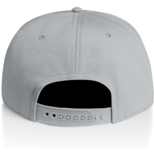 A light grey cap with a snapback closure and a plain design, featuring a logo on the back.