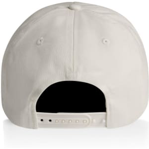 A soft cap in light beige with an adjustable strap at the back and a logo.