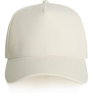 A white perforated cap with a curved peak and a structured fit. The cap features a branding logo.