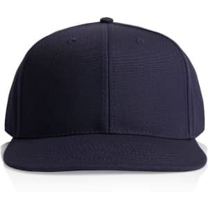 A navy blue canvas cap with a structured design and a front panel. Features a logo on the front.