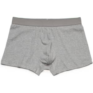 Grey boxer briefs with a plain waistband, featuring a smooth fabric and a standard fit.