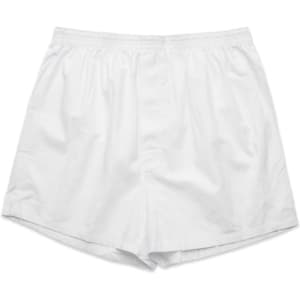 White boxers with an elastic waistband, featuring a simple design and no additional branding.
