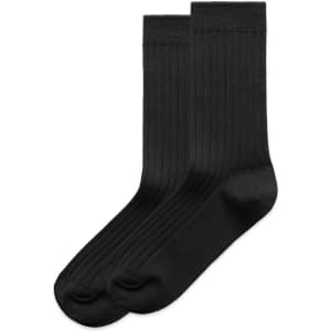 Two pairs of ribbed black socks, featuring a smooth finish and a subtle logo.