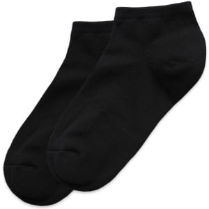 Black ankle socks in a pair, featuring a simple design and soft fabric. Suitable for casual wear.