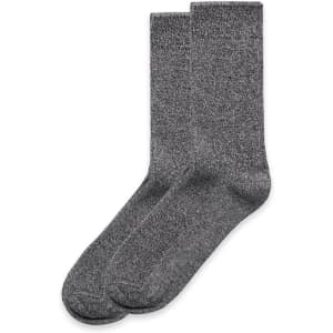 Two pairs of grey marle socks with a smooth texture, featuring a simple, classic design.