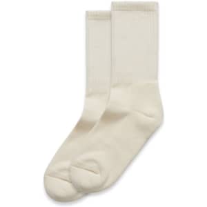 A pair of cream-coloured socks with a ribbed design. The image features two matching pairs displayed together.