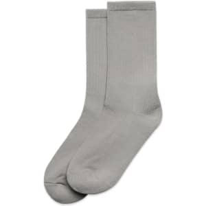 Two pairs of grey socks, featuring a classic design with a ribbed top and a smooth finish.