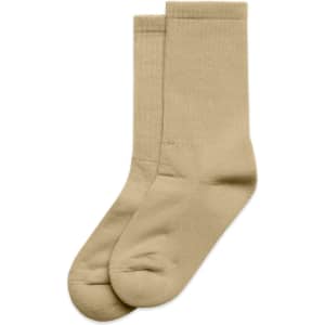 Two pairs of beige socks displayed together, featuring a simple and sleek design.