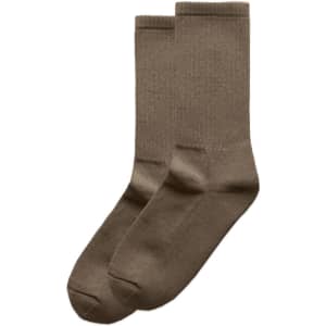 Two pairs of brown socks in a smooth, solid design, showcasing a simple and comfortable style.