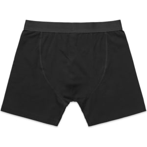 A pair of black trunks with a fitted waistband, featuring a simple design and no visible branding.
