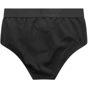 A pair of black Y-Front Briefs with a smooth finish and an elastic waistband. The product features a logo.