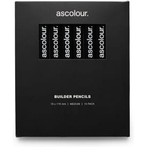 A black packaging featuring a 10 pack of medium grey-lead builder pencils. The packaging includes a logo.