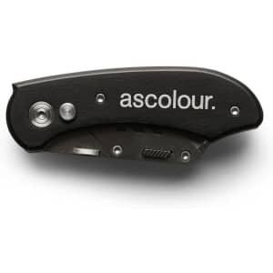A black ASC Utility Knife with a folded design, featuring a branded logo.