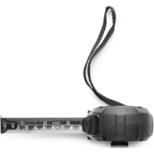 A black ASC tape measure with a strap, displaying measurement markings up to 16 feet.