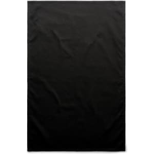 A black tea towel featuring a plain design, suitable for home use, with a logo visible on the fabric.