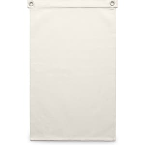 A canvas flag in cream colour, featuring eyelets at the top for hanging. Plain design with no additional graphics.