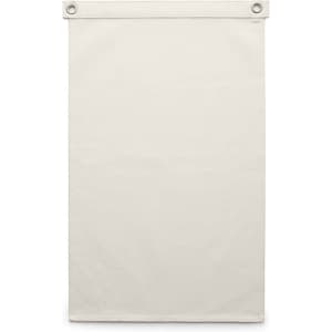 A blank cream canvas flag with metal eyelets at the top for hanging or display.