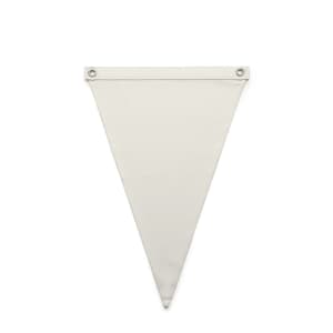 A canvas pennant flag in a neutral colour, featuring eyelets for easy hanging.