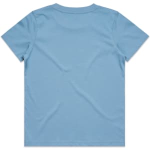 A light blue kids' t-shirt with a simple, plain design and no visible branding on the back.