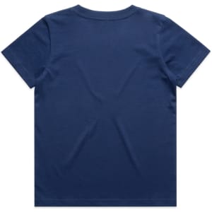 A navy blue Kids Staple Tee with a simple design and a brand logo on the back.