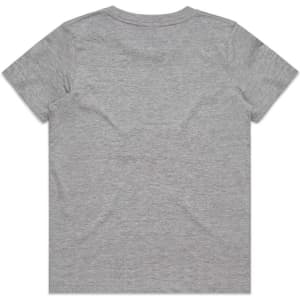 A grey kids' staple tee with a classic short-sleeve design, featuring a simple back without embellishments.