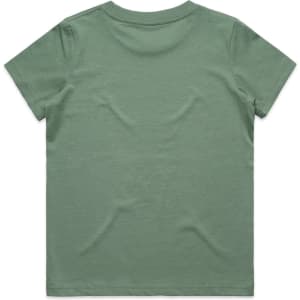 A kids' staple tee in a soft green colour, featuring a plain back design. It has a simple, comfortable cut.