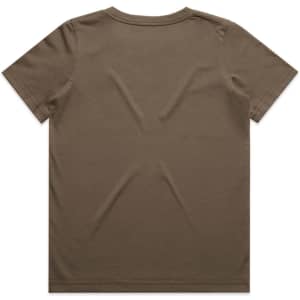 A brown Kids Staple Tee, featuring a simple design and a small logo on the back.