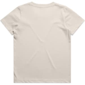A plain cream youth t-shirt with short sleeves and a simple design. Features a logo on the label.
