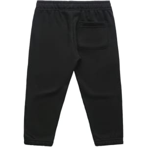 Black kids' track pants featuring an elastic waistband and a back pocket. The fabric appears soft and comfortable.