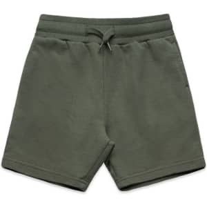 Kids Stadium Shorts in olive green, featuring an elastic waistband and a casual, stylish design.
