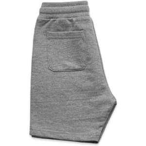 Grey youth stadium shorts featuring a back pocket and an elastic waistband. Includes branded logo.