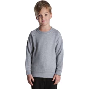 A grey jumper featuring a classic design with a round neckline and long sleeves, suitable for kids.