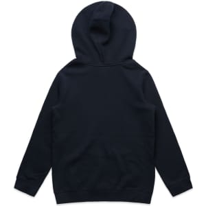 A black hoodie featuring a hood, with long sleeves and a simple back design. Includes a logo.