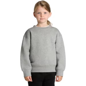 A grey jumper for kids, featuring a relaxed fit with long sleeves and a round neck design.