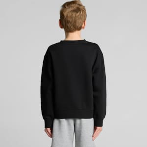 A black jumper featuring long sleeves, viewed from the back, worn by a child with light brown hair.