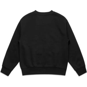 A black crew jumper with a simple design and a standard fit. It features long sleeves and a rounded neck.