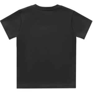 A black classic kids' T-shirt featuring a plain back design and short sleeves. This item has a logo on the label.