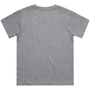 A grey youth classic tee displayed from the back, featuring a simple design and no visible logos.