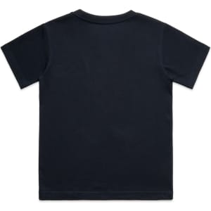A black youth classic T-shirt featuring a plain design and a logo on the back.