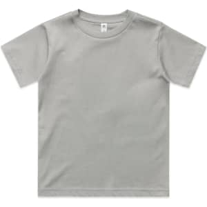 A light green classic tee featuring short sleeves and a crew neckline. The shirt has a logo on the label.