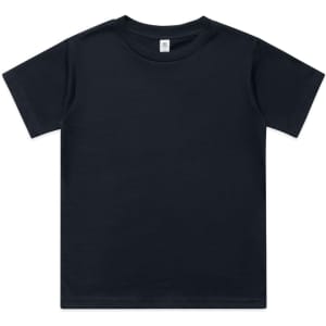 A plain black youth classic tee featuring a crew neck and short sleeves. It has a small logo on the label.