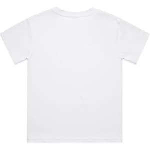 A plain white youth classic tee featuring short sleeves and a crew neck. The back is smooth and unadorned.