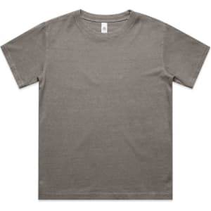 A light khaki T-shirt featuring a crew neck and short sleeves, with a subtle logo.
