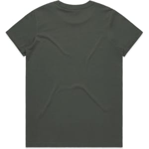 A dark green t-shirt with a plain back, made from soft fabric. It features a simple design and has a logo.