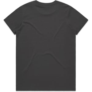 A black t-shirt featuring a plain design with no visible branding. Back view of the shirt.