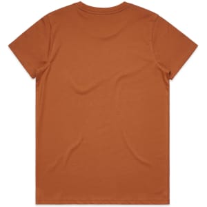 A t-shirt in a warm orange colour, featuring a plain design with a crew neck and short sleeves.