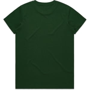 A green t-shirt with short sleeves and a classic cut, featuring a plain back and a logo at the neck.