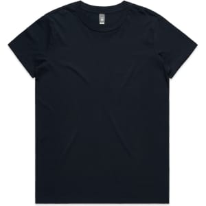 A black t-shirt with a round neckline and short sleeves. The shirt has a label and no visible logos.