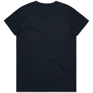 A black T-shirt with a simple design, featuring a logo on the back.