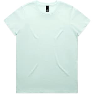 A light mint green t-shirt featuring a crew neck and a brand logo on the tag.